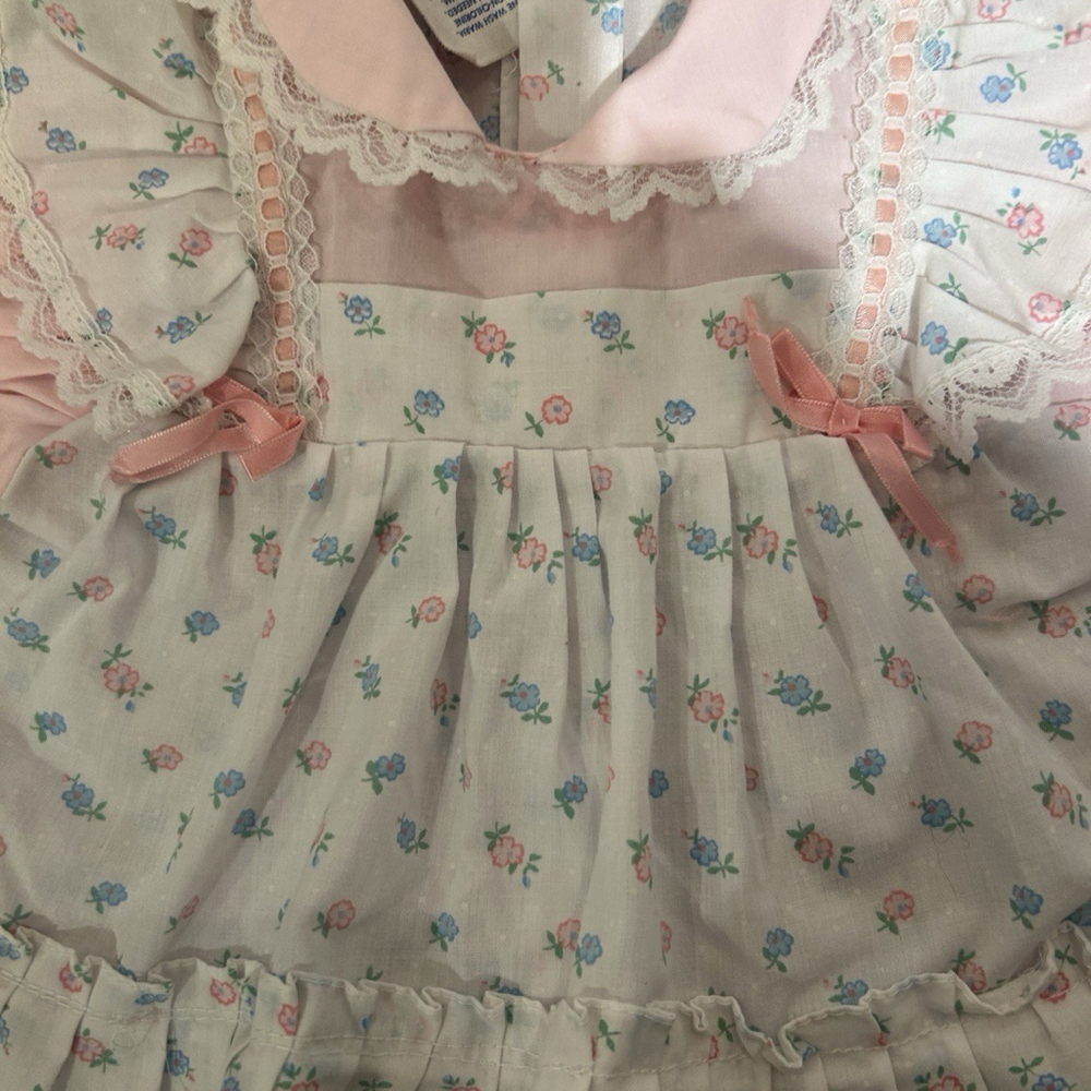 Vintage Cradle Togs Toddler Girls 18M Floral Lace Ruffle Dress Pink Cottagecore - Picture 5 of 5